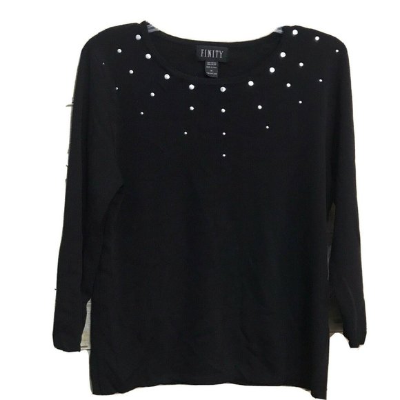 Finity Size M Medium Sweater Black w Silver Studs - Picture 1 of 11